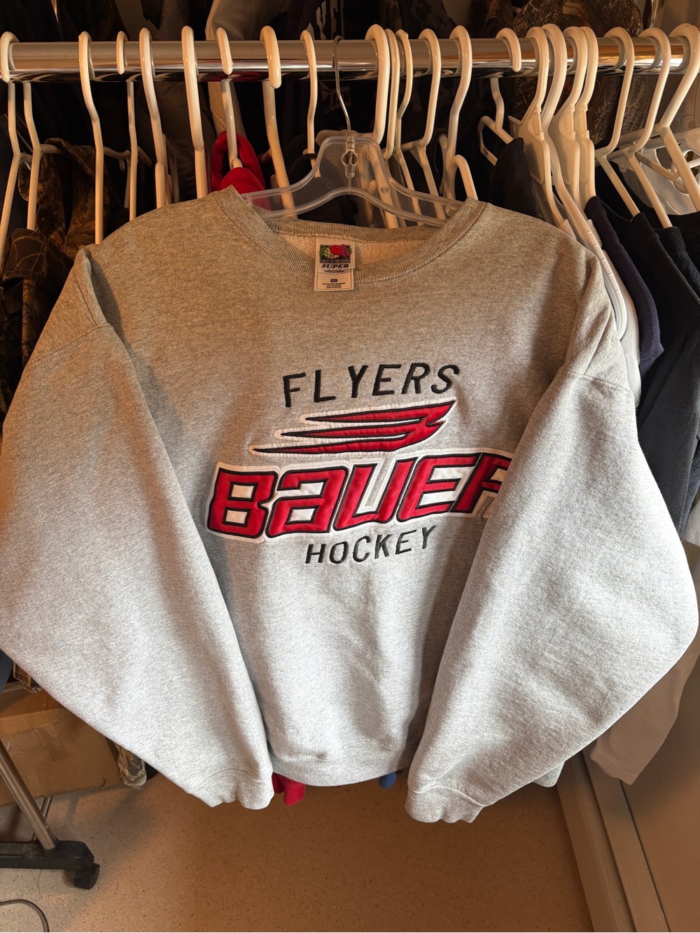 Vintage Bauer hockey flyers grey boxy crewneck